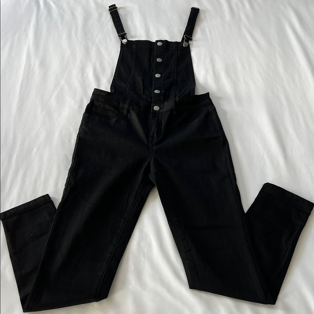 Kendall & Kylie Black Skinny Overalls